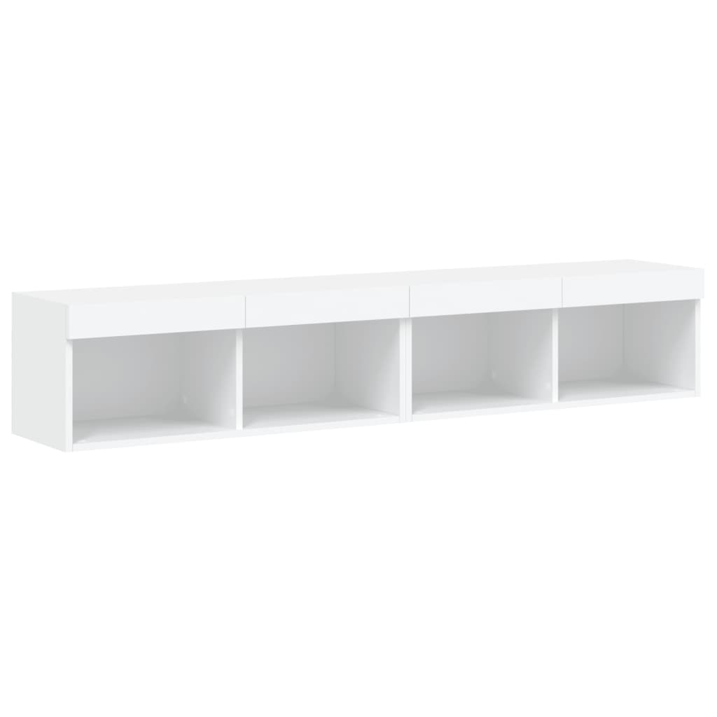 TV-skabe med LED lys 2 stk Hvid 80x30x30 cm