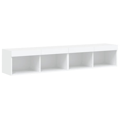 TV-skabe med LED lys 2 stk Hvid 80x30x30 cm