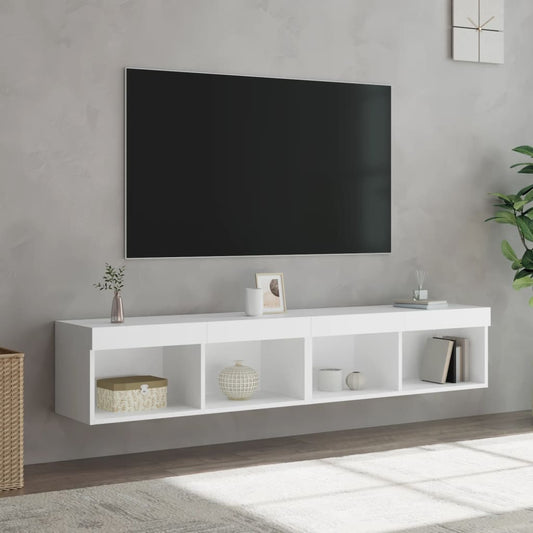 TV-skabe med LED lys 2 stk Hvid 80x30x30 cm