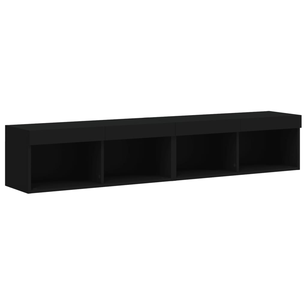 TV-skabe med LED lys 2 stk Sort 80x30x30 cm