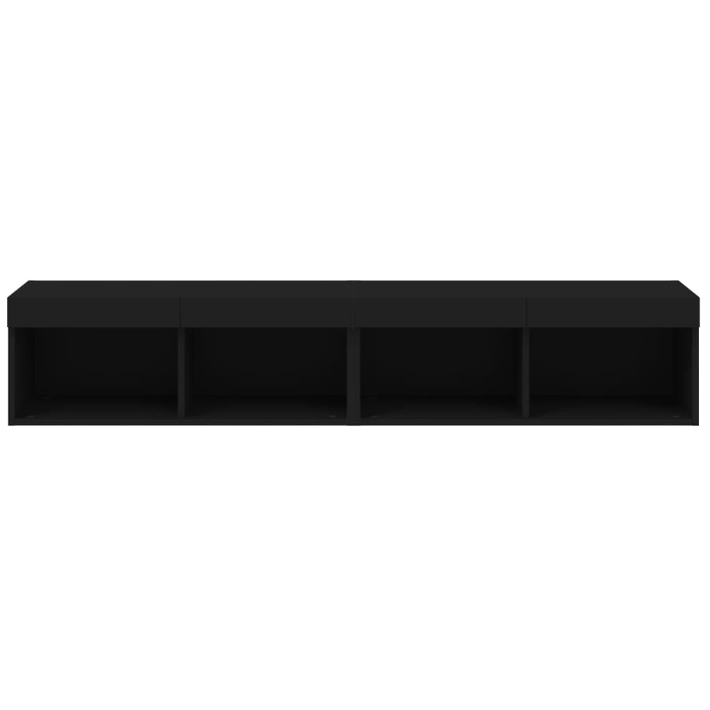TV-skabe med LED lys 2 stk Sort 80x30x30 cm