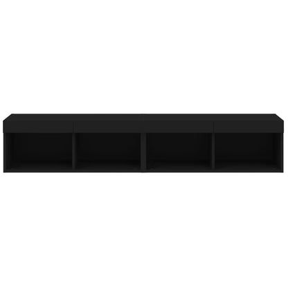 TV-skabe med LED lys 2 stk Sort 80x30x30 cm