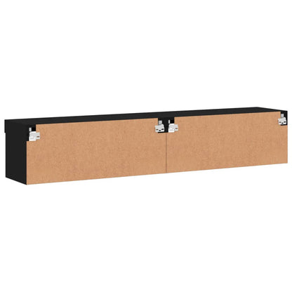 TV-skabe med LED lys 2 stk Sort 80x30x30 cm