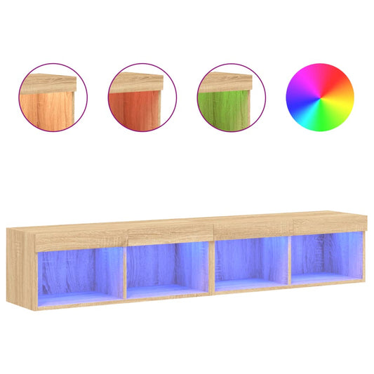TV-skabe med LED lys 2 stk Sonoma eg 80x30x30 cm