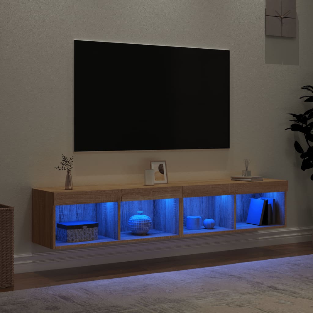 TV-skabe med LED lys 2 stk Sonoma eg 80x30x30 cm