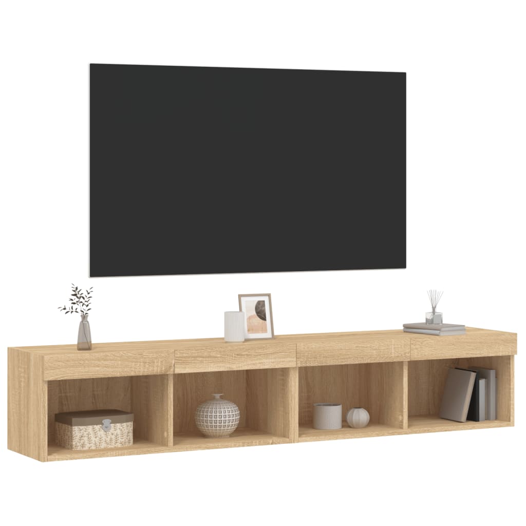 TV-skabe med LED lys 2 stk Sonoma eg 80x30x30 cm