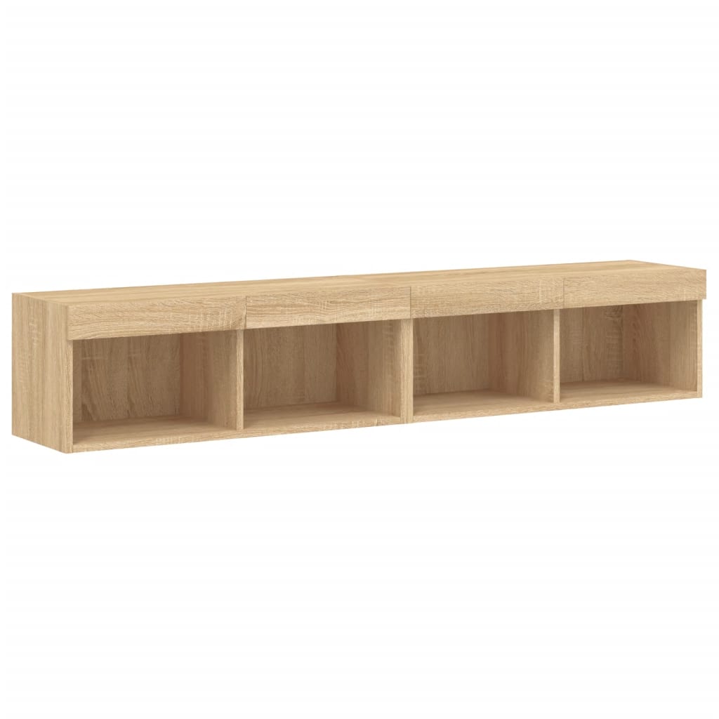TV-skabe med LED lys 2 stk Sonoma eg 80x30x30 cm