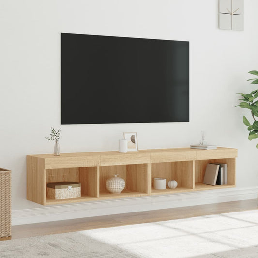 TV-skabe med LED lys 2 stk Sonoma eg 80x30x30 cm