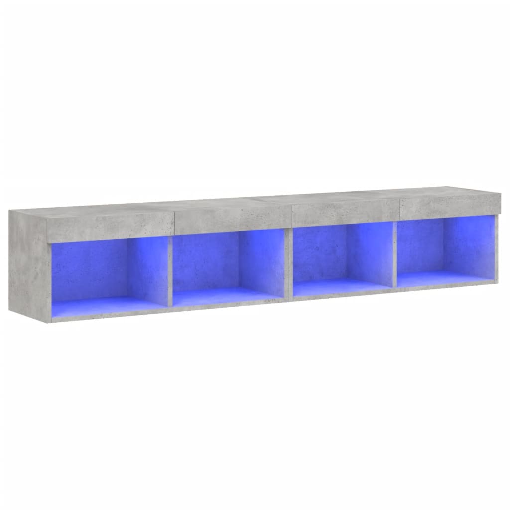 TV-skabe med LED-lys 2 stk Betongrå 80x30x30 cm