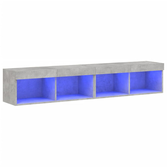 TV-skabe med LED-lys 2 stk Betongrå 80x30x30 cm