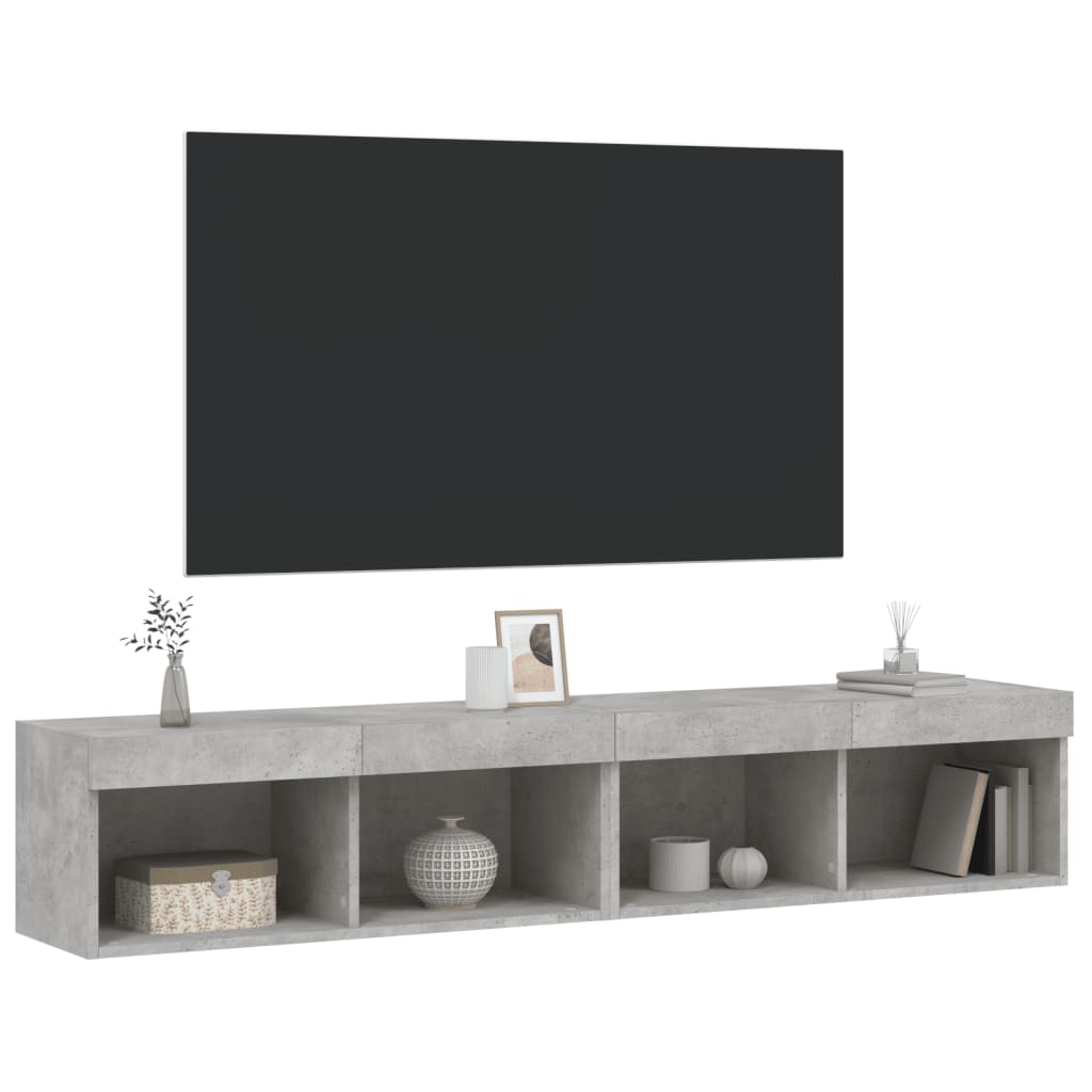 TV-skabe med LED-lys 2 stk Betongrå 80x30x30 cm