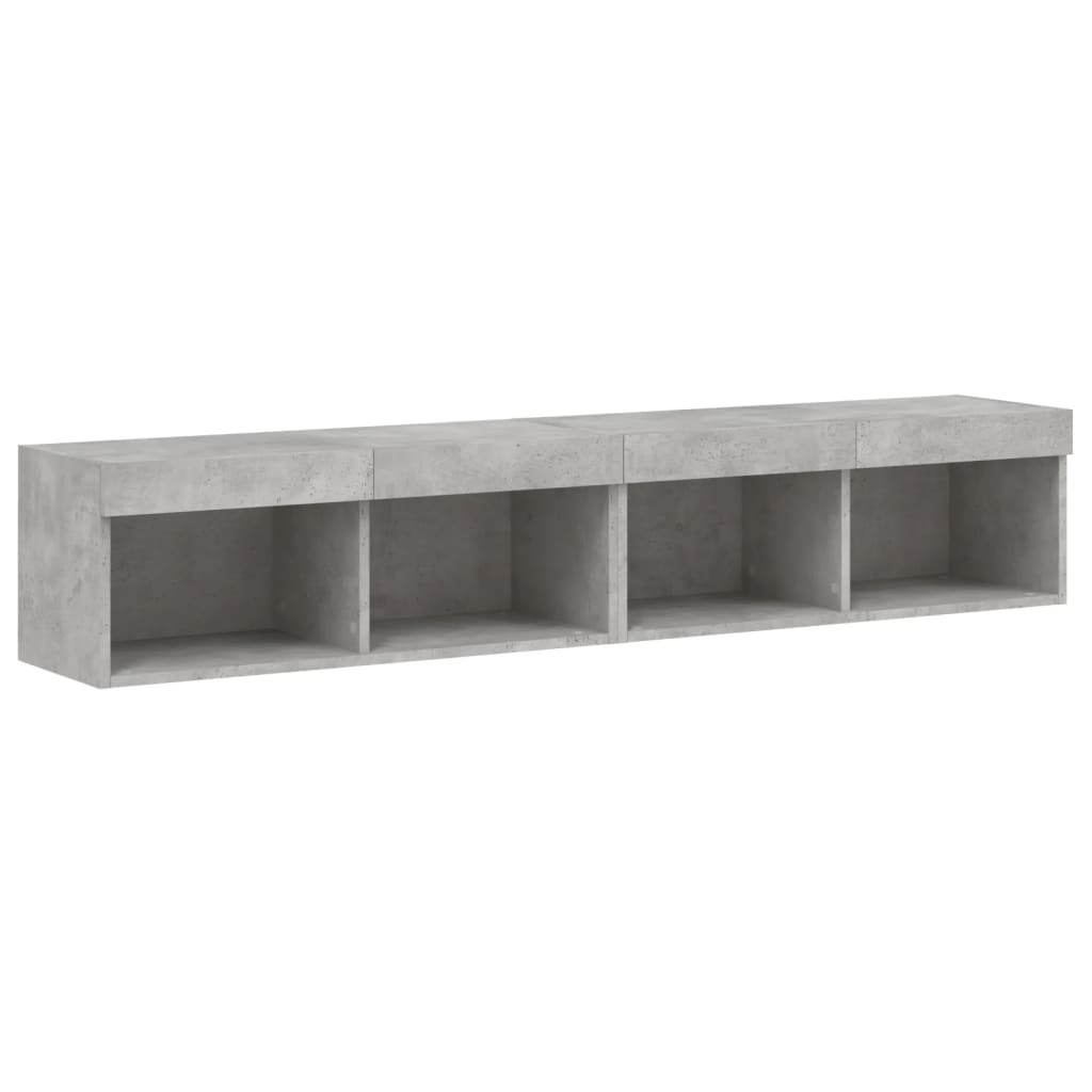 TV-skabe med LED-lys 2 stk Betongrå 80x30x30 cm
