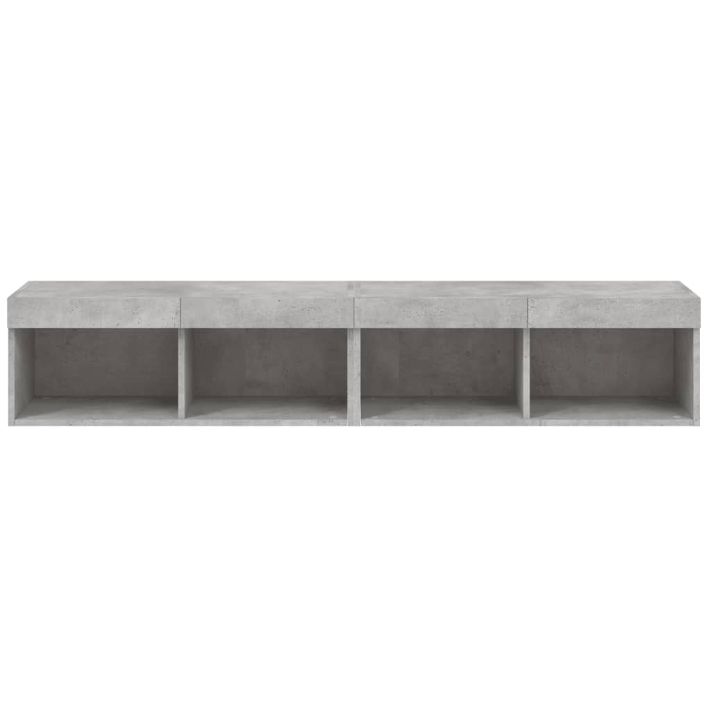 TV-skabe med LED-lys 2 stk Betongrå 80x30x30 cm