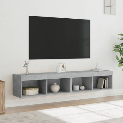 TV-skabe med LED-lys 2 stk Betongrå 80x30x30 cm