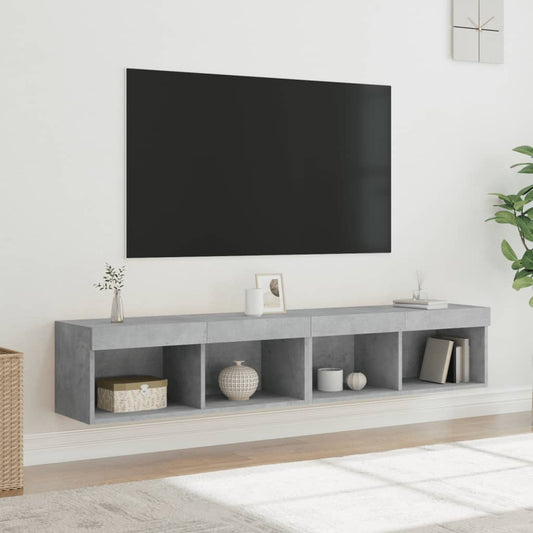 TV-skabe med LED-lys 2 stk Betongrå 80x30x30 cm