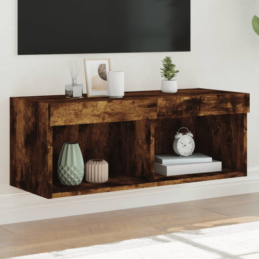 TV-Schrank mit LED-Leuchten Räuchereiche 80x30x30 cm