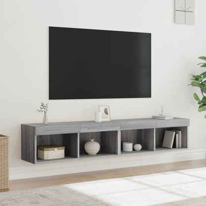 TV-skabe med LED lys 2 stk Grå Sonoma 80x30x30 cm
