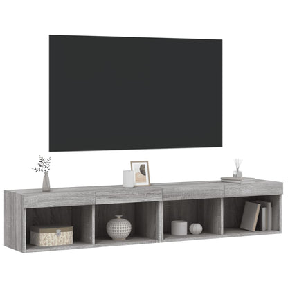 TV-skabe med LED lys 2 stk Grå Sonoma 80x30x30 cm
