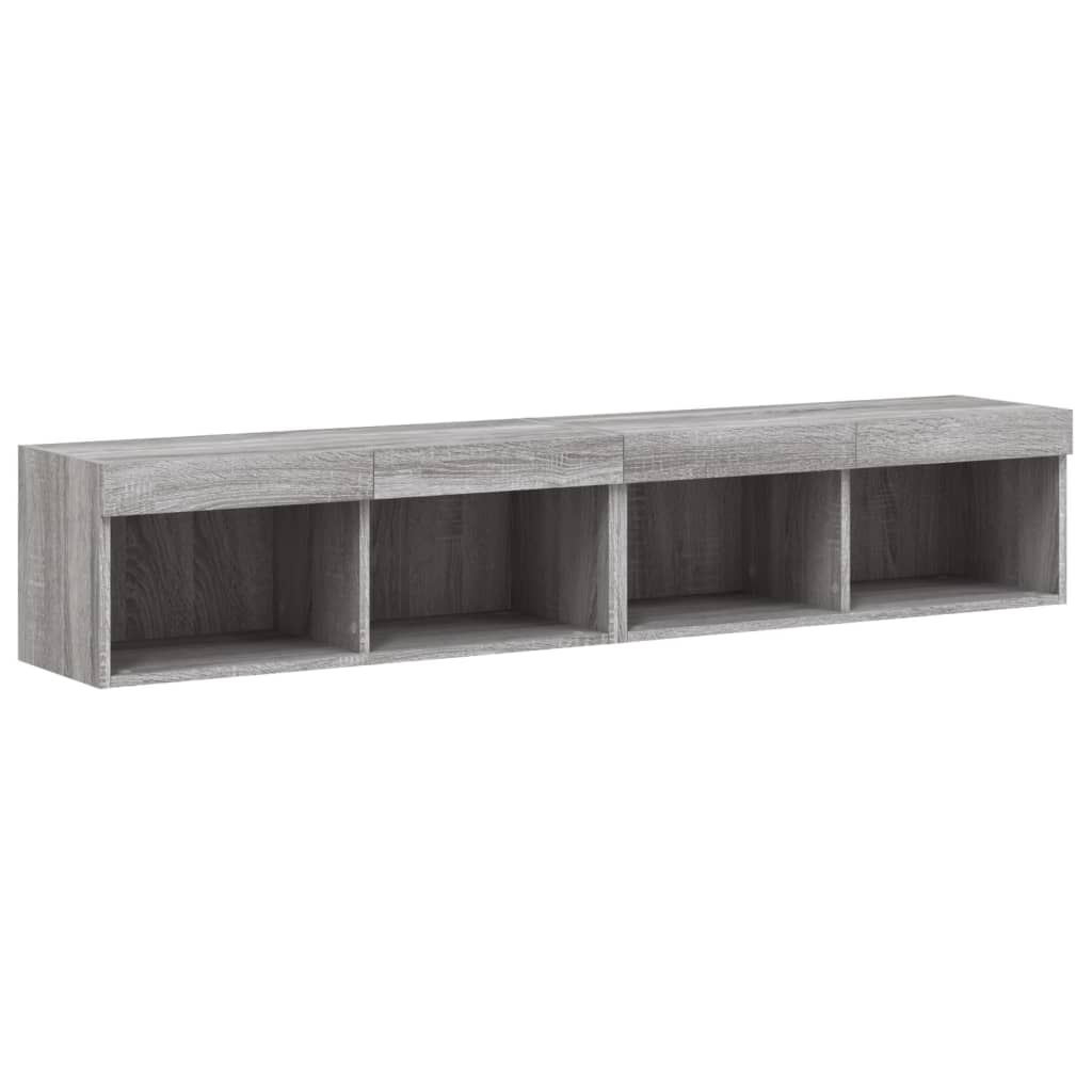TV-skabe med LED lys 2 stk Grå Sonoma 80x30x30 cm