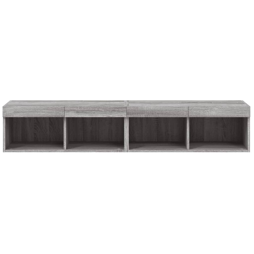 TV-skabe med LED lys 2 stk Grå Sonoma 80x30x30 cm