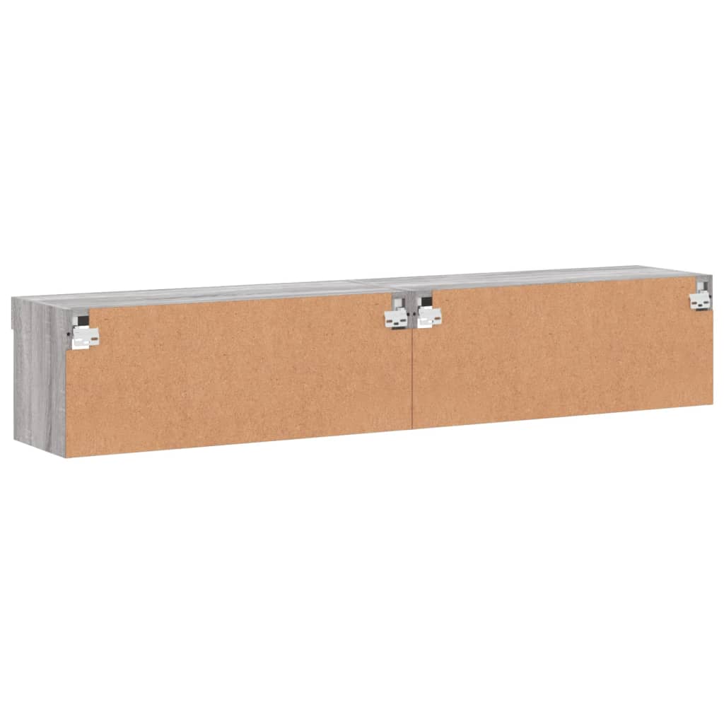 TV-skabe med LED lys 2 stk Grå Sonoma 80x30x30 cm