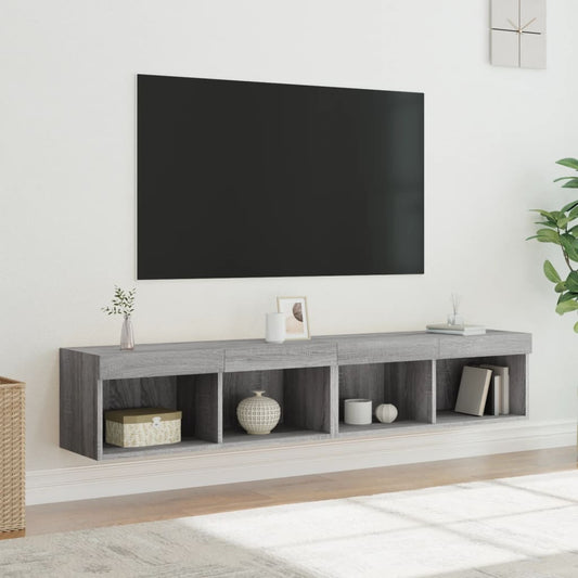 TV-skabe med LED lys 2 stk Grå Sonoma 80x30x30 cm