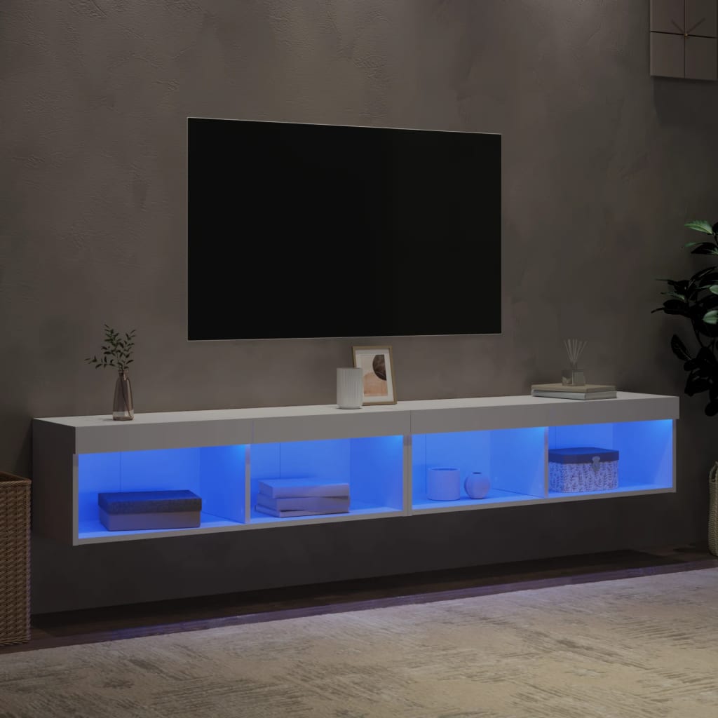 TV-Schränke mit LED-Leuchten 2 Stk. Weiß 100x30x30 cm