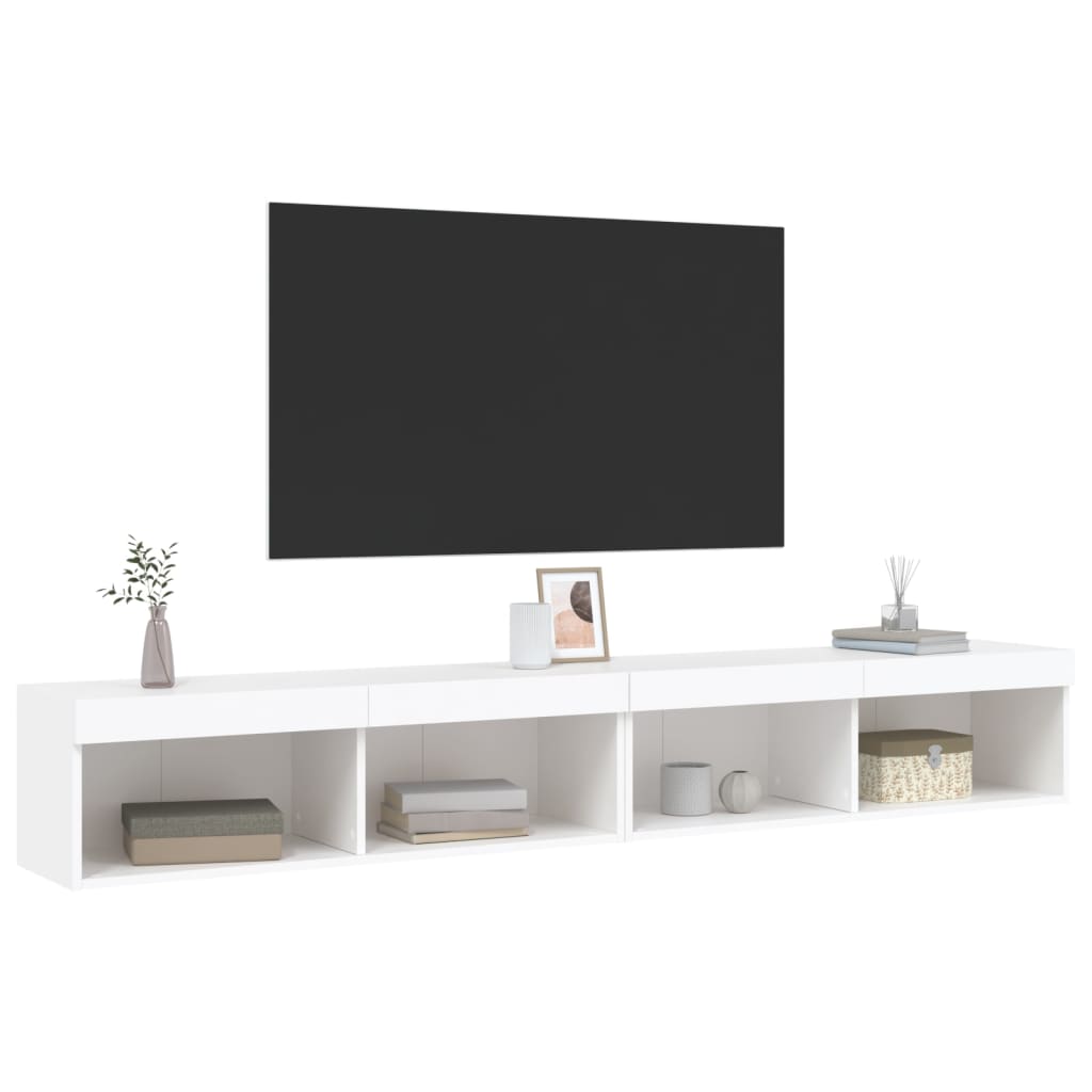 TV-Schränke mit LED-Leuchten 2 Stk. Weiß 100x30x30 cm