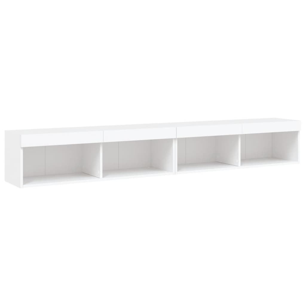 TV-Schränke mit LED-Leuchten 2 Stk. Weiß 100x30x30 cm