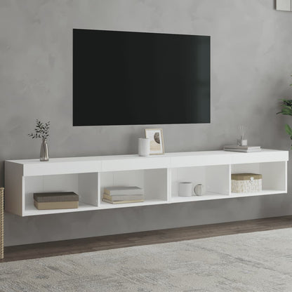 TV-Schränke mit LED-Leuchten 2 Stk. Weiß 100x30x30 cm