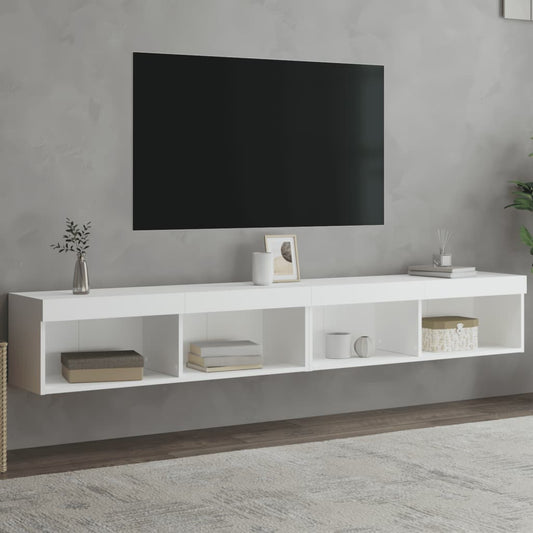 TV-Schränke mit LED-Leuchten 2 Stk. Weiß 100x30x30 cm