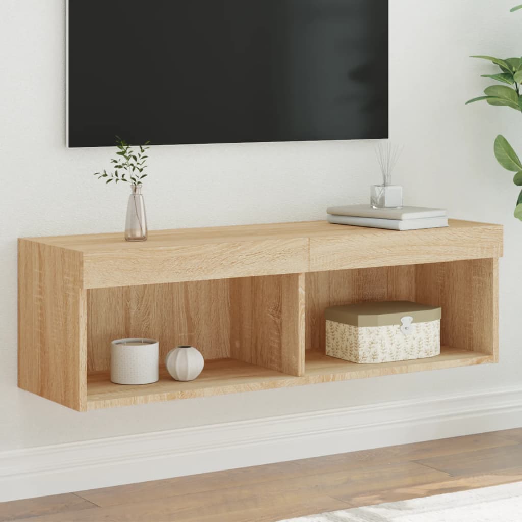 TV-Schrank mit LED-Leuchten Sonoma-Eiche 100x30x30 cm