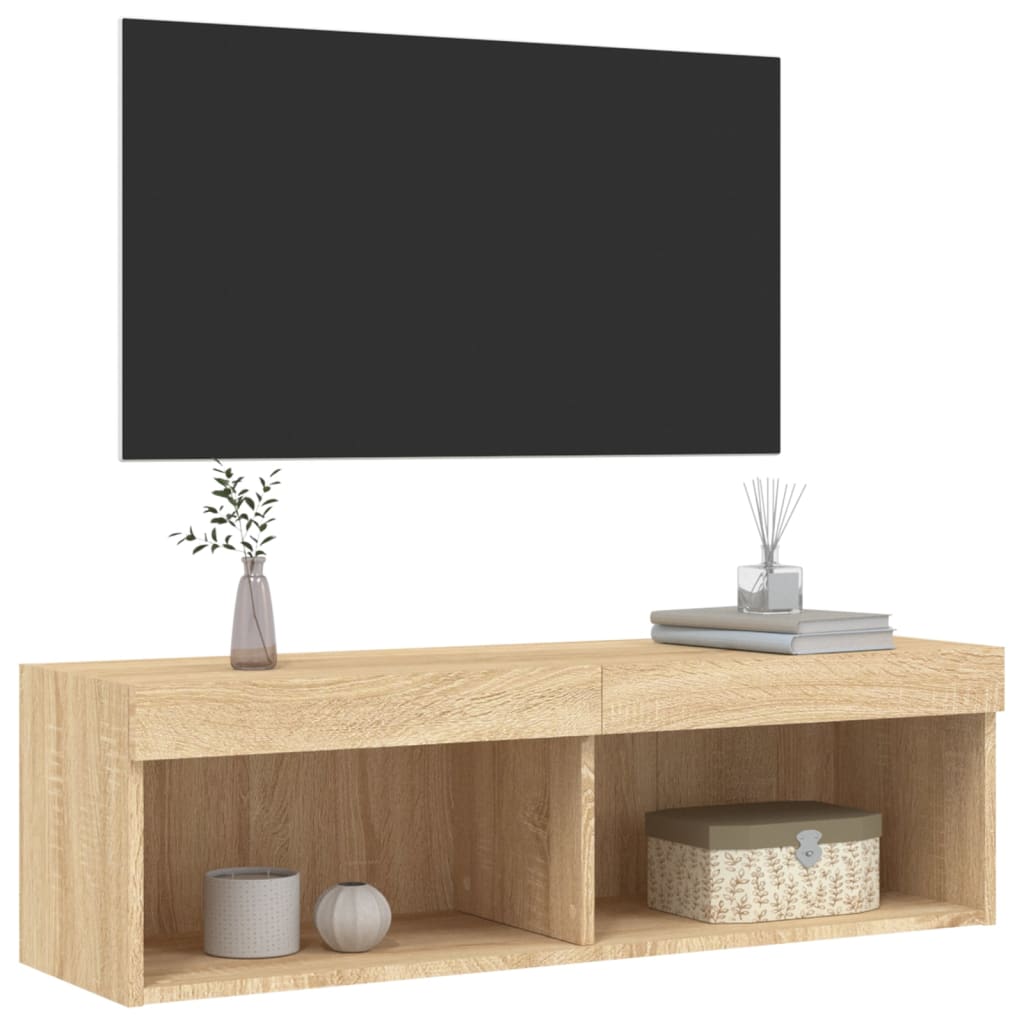 TV-Schrank mit LED-Leuchten Sonoma-Eiche 100x30x30 cm