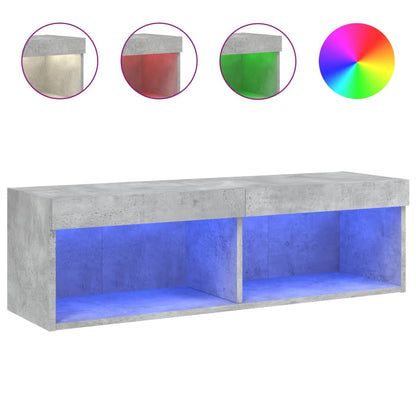 TV-Schrank mit LED-Leuchten Betongrau 100x30x30 cm