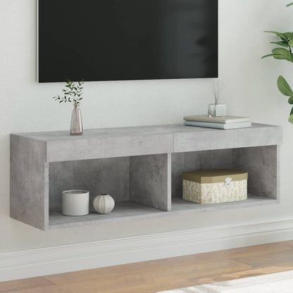 TV-Schrank mit LED-Leuchten Betongrau 100x30x30 cm