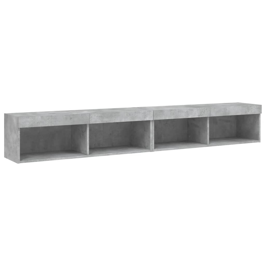 TV-Schränke mit LED-Leuchten 2 Stk. Betongrau 100x30x30 cm