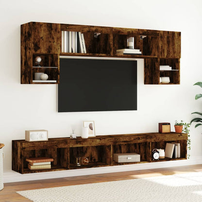 TV-Schrank mit LED-Leuchten Räuchereiche 100x30x30 cm