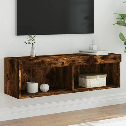 TV-Schrank mit LED-Leuchten Räuchereiche 100x30x30 cm