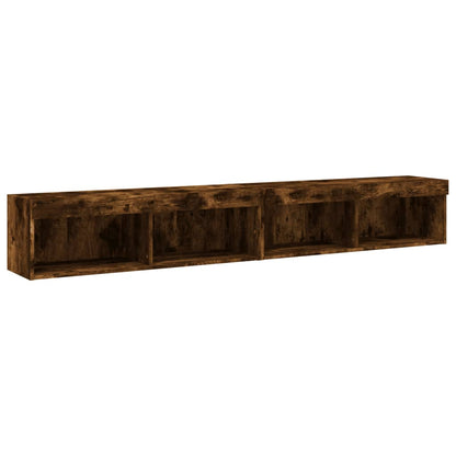 TV-Schränke mit LED-Leuchten 2 Stk. Räuchereiche 100x30x30 cm