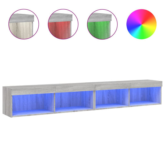 TV-Schränke mit LED-Leuchten 2 Stk. Grau Sonoma 100x30x30 cm
