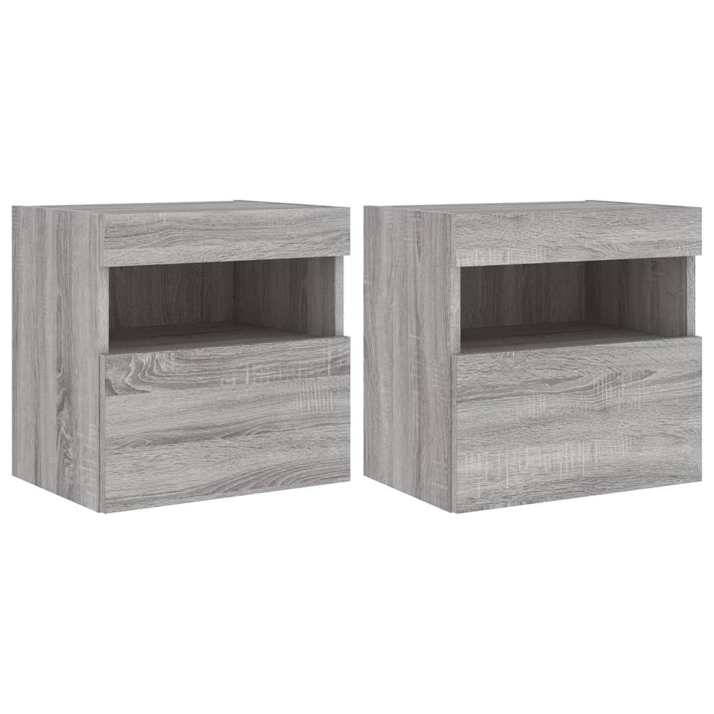 TV-Wandschränke mit LED-Leuchten 2 Stk. Grau Sonoma 40x30x40 cm