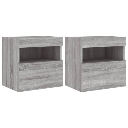 TV-Wandschränke mit LED-Leuchten 2 Stk. Grau Sonoma 40x30x40 cm