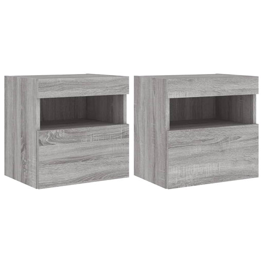 TV-Wandschränke mit LED-Leuchten 2 Stk. Grau Sonoma 40x30x40 cm