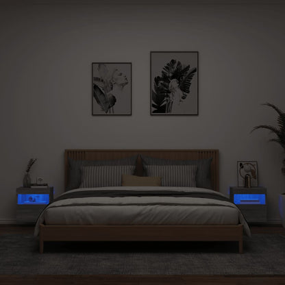 TV-Wandschränke mit LED-Leuchten 2 Stk. Grau Sonoma 40x30x40 cm