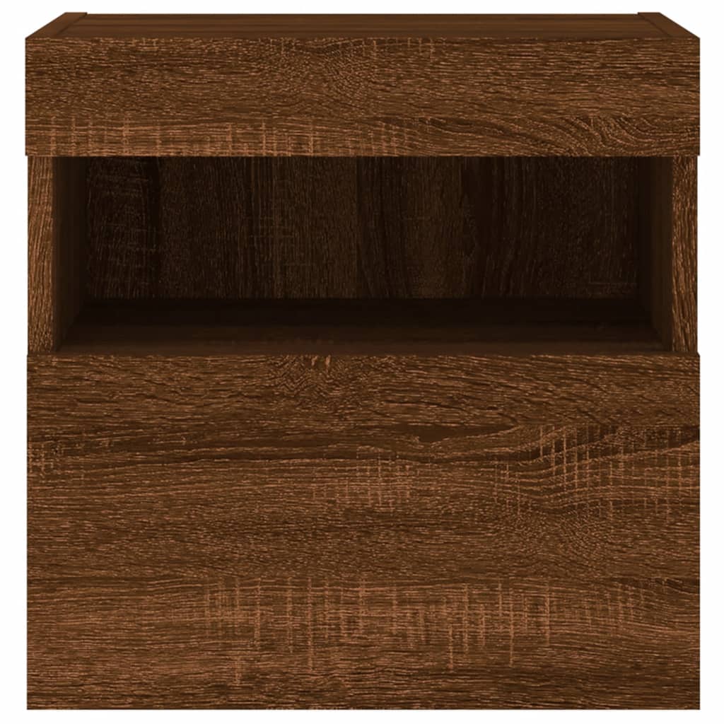 TV-Wandschrank mit LED-Leuchten Braun Eichen-Optik 40x30x40 cm