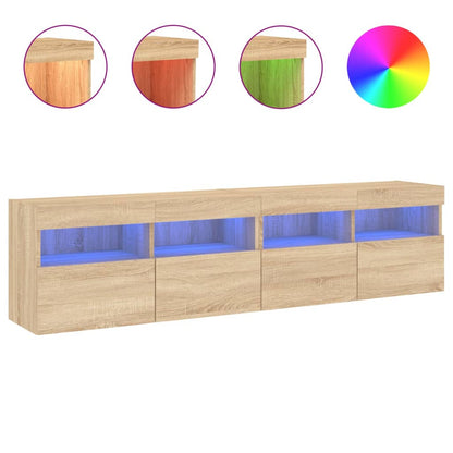 TV-Wandschränke mit LED-Leuchten 2 Stk. Sonoma-Eiche 80x30x40cm