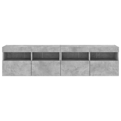 TV-Wandschränke mit LED-Leuchten 2 Stk. Betongrau 80x30x40 cm