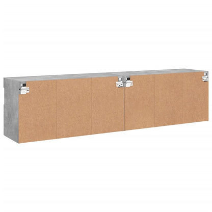 TV-Wandschränke mit LED-Leuchten 2 Stk. Betongrau 80x30x40 cm