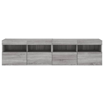TV-Wandschränke mit LED-Leuchten 2 Stk. Grau Sonoma 80x30x40 cm