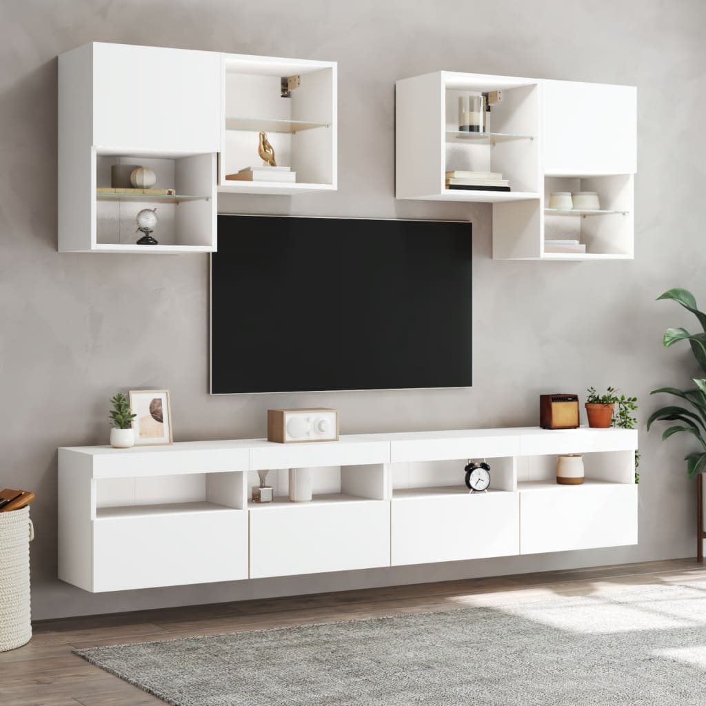 TV-Wandschrank mit LED-Leuchten Weiß 100x30x40 cm